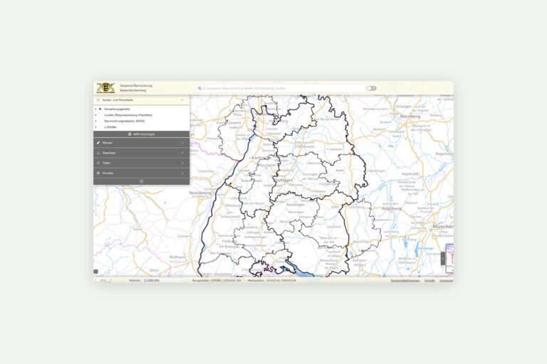 Ausschnitt einer Webseite Geoportal Raumordnung Baden Württemberg