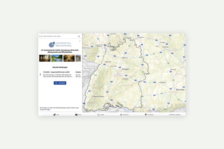 Ausschnitt der Webseite Geoportal Baden Württemberg