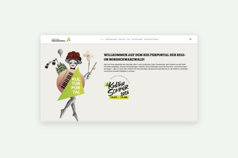 Ausschnitt der Webseite der Kulturregion Nordschwarzwald