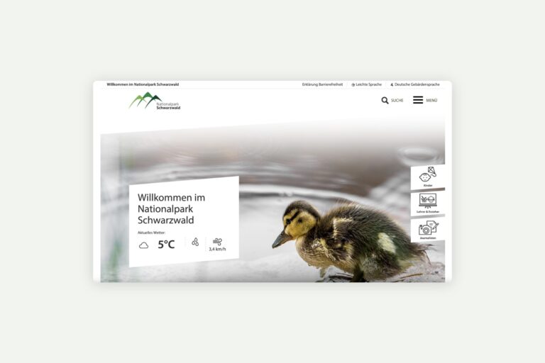 Ausschnitt der Webseite des Nationalpark Schwarzwald